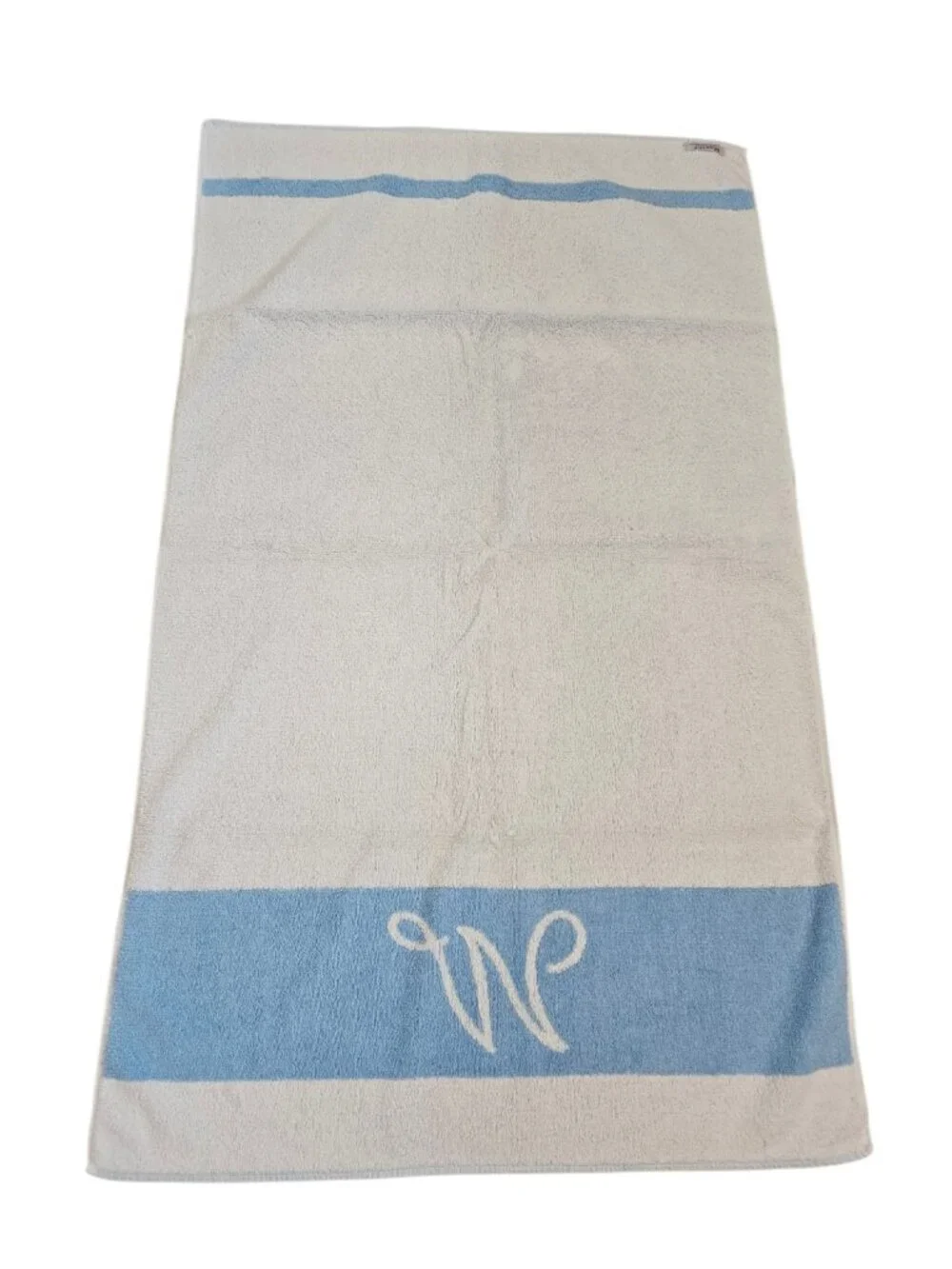 VTG Martex‎ Light Blue White Bath Towels Set Of 3 Monogram W USA Made Reversible